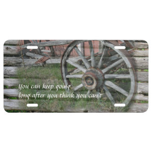 Western Style Rustic Wagon Wheel License Plate