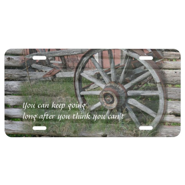 Western Style Rustic Wagon Wheel License Plate (Front)
