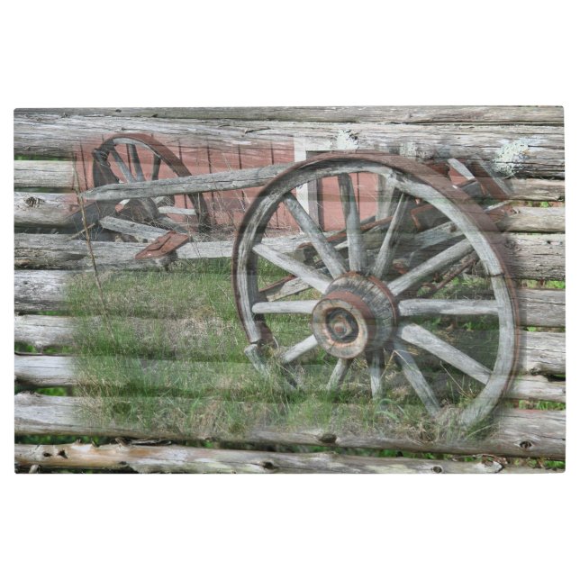 Western Style Rustic Wagon Wheel Metal Wall Art (Front)