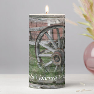 Western Style Rustic Wagon Wheel Pillar Candle