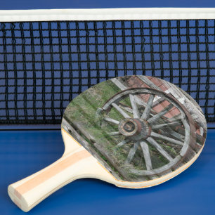 Western Style Rustic Wagon Wheel Ping Pong Paddle