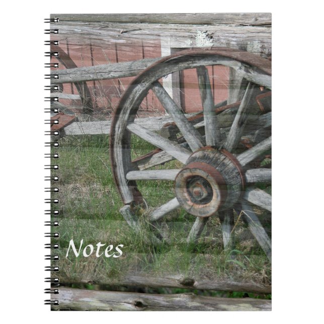 Western Style Rustic Wagon Wheel Spiral Notebook (Front)