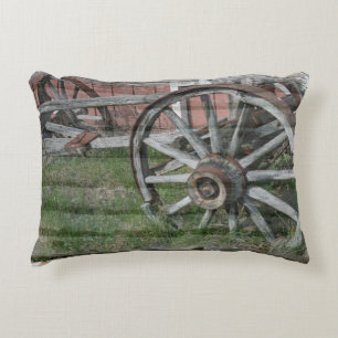 Western Style Rustic Wagon Wheel Throw Pillow
