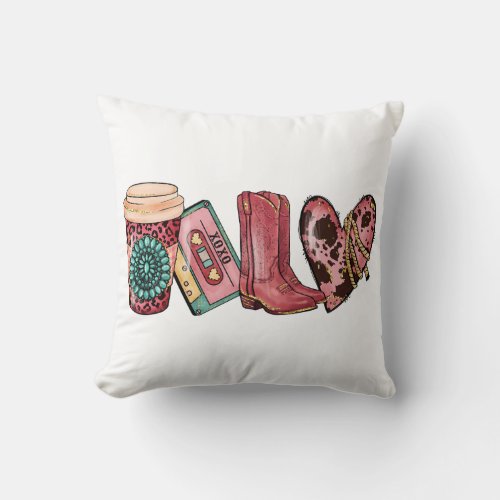 Western Style Valentines Day Love Throw Pillow