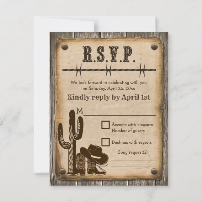Western Style Wedding RSVP Card (Front)