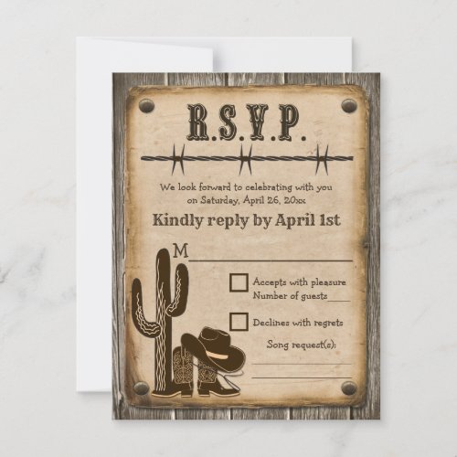 Western Style Wedding RSVP Card