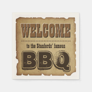 Western Style Welcome to our BBQ (customizable) Napkins