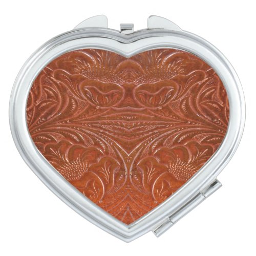 Western_styled Tooled_Leather_look Design 2 Mirror For Makeup