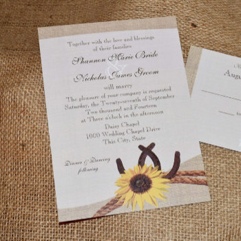 Western Sunflower And Horseshoes Invitation by happygotimes at Zazzle