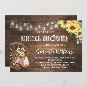 Western Sunflower Bridal Shower Country Wedding Invitation
