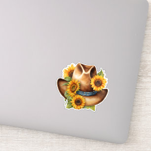 Western Sunflower Cowboy Hat Sticker