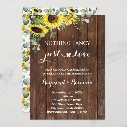 Western Sunflower Nothing Fancy just Love Wedding Invitation