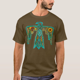 Western Sunflower Turquoise Native American Thunde T-Shirt