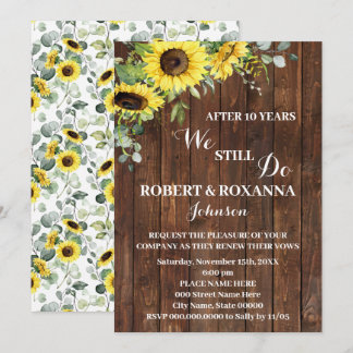 Western Sunflower Wedding Anniversary Renewal Vows Invitation