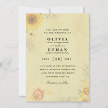 western sunflower wedding invitations