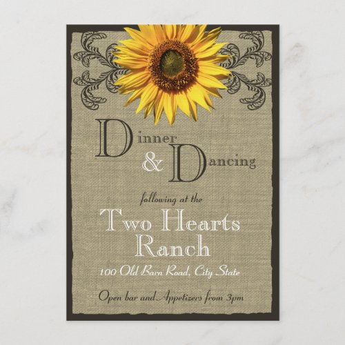 Western Sunflower Wedding Reception Enclosure Card