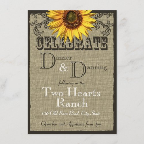 Western Sunflower Wedding Reception Enclosure Card