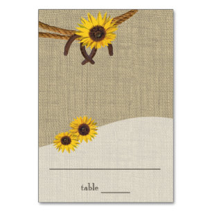 Western Sunflowers and Horseshoes Seating Card