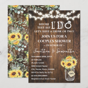 Western Sunflowers Before I do Couples Shower Invitation