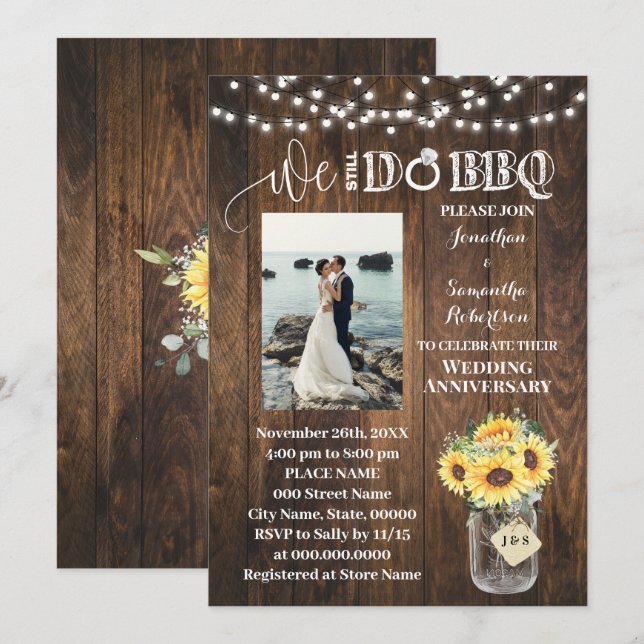 Western Sunflowers We still do Wedding Anniversary Invitation (Front/Back)