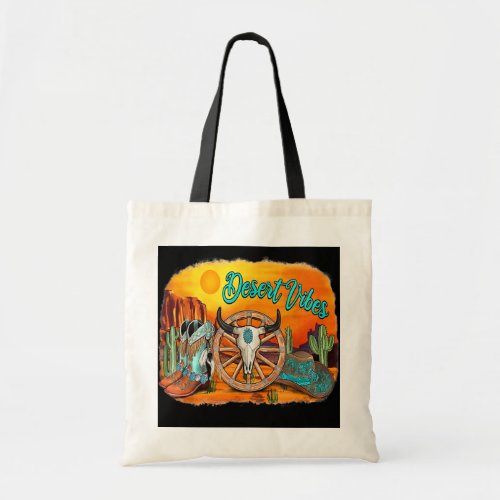 Western Sunset Desert Vibes Cowboy Boots Cowboy Tote Bag