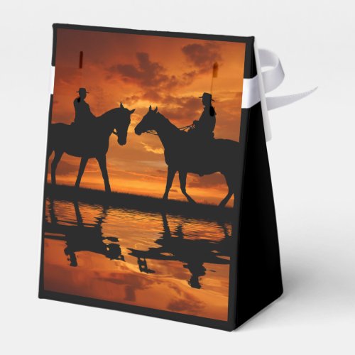 Western Sunset Horseback Riding cowboy silhouette Favor Boxes