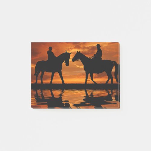 Western Sunset Horseback Riding cowboy silhouette Post_it Notes