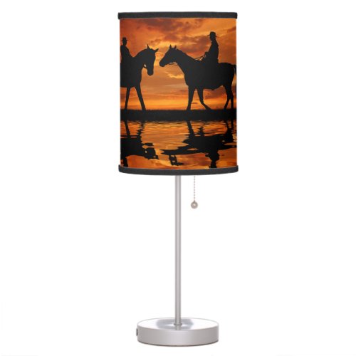 Western Sunset Horseback Riding cowboy silhouette Table Lamp