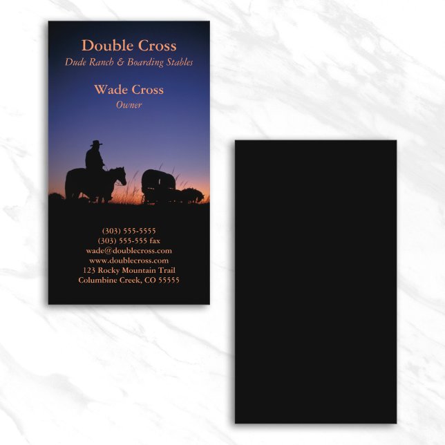 Western Sunset Photo Dude Ranch Business Card (Western Sunset Photo Dude Ranch Business Card)