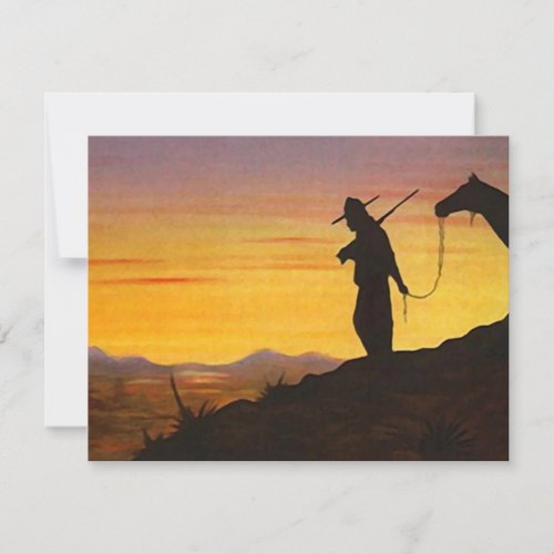 WESTERN SUNSET SILHOUETTE RETIREMENT PARTY INVITE