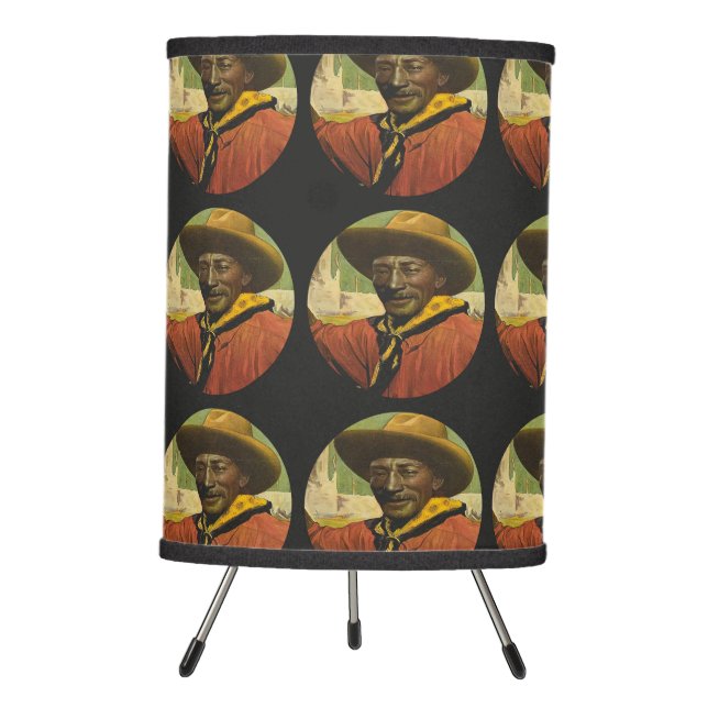 Western Table Lamp Or Shade Black Cowboy (Front)