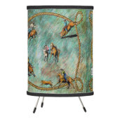 Western Table Lamp Or Shade Rodeo Events With Rope (Left)