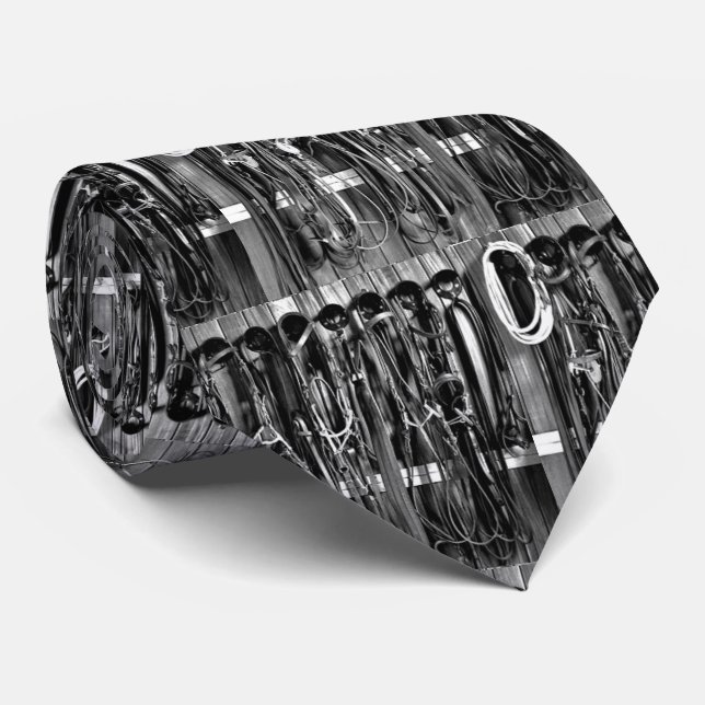Western Tack Room Bridles Rope Print Necktie (Rolled)