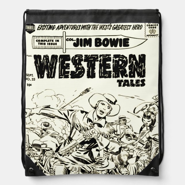 Western Tales Comic Drawstring Bag (Front)