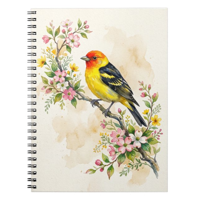 Western Tanager Bird  Notebook (Front)