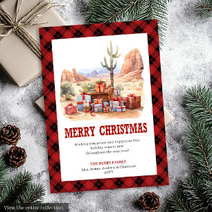 Western Tartan Plaid Rustic Christmas Card
