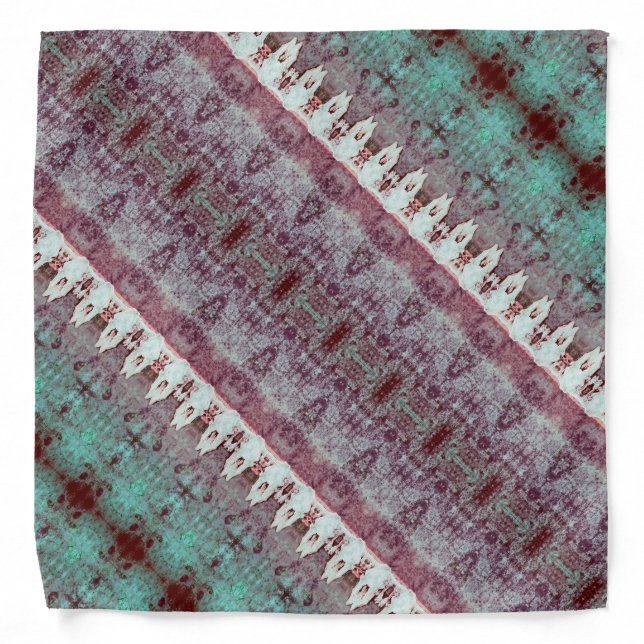 Western Teal Country Bull Skull Pattern Bandana (Front)