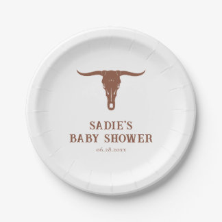 Western Terracotta Cowboy Baby Shower Paper Plates