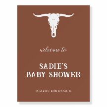 Western Terracotta Cowboy Baby Shower Welcome Sign