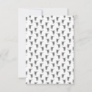 Western Texas Longhorn Bull CUSTOM BG COLOR RSVP Card