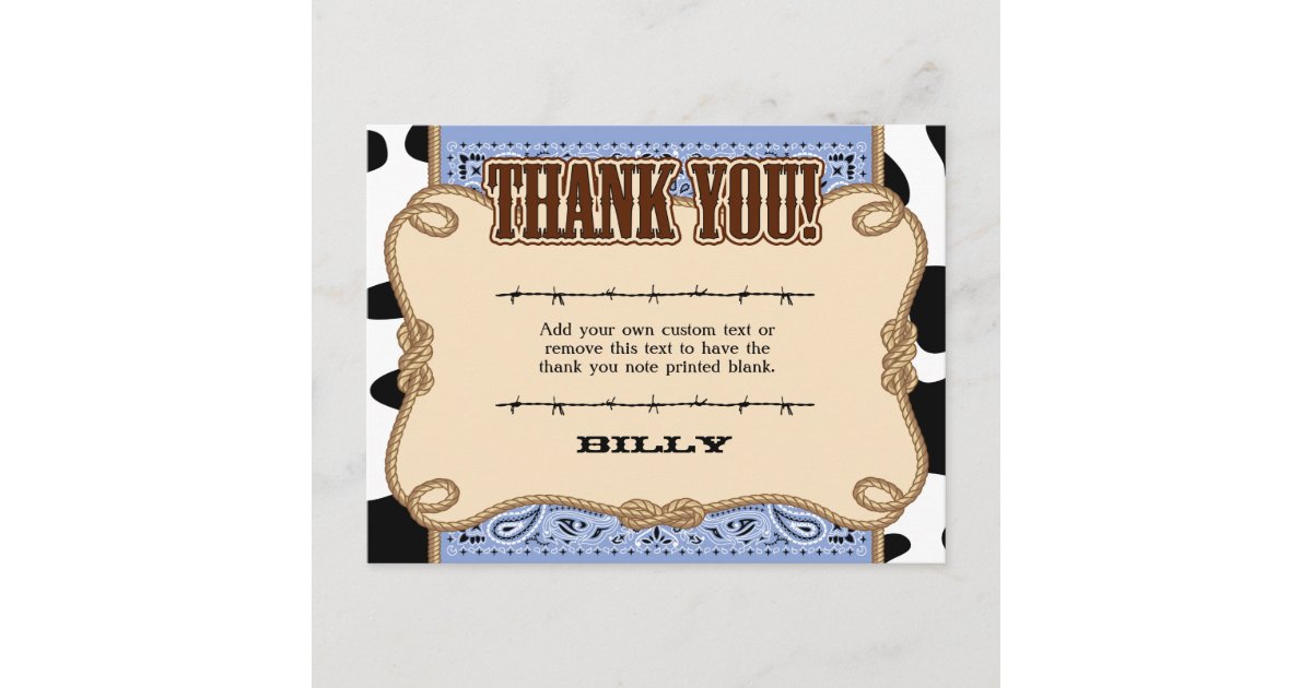 Western Thank You Cards | Zazzle