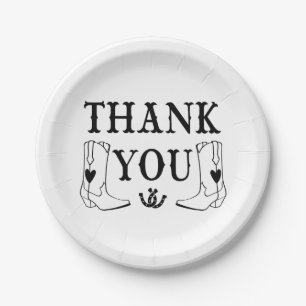 Western Thank You Country Wedding Rustic Cowboy Paper Plates