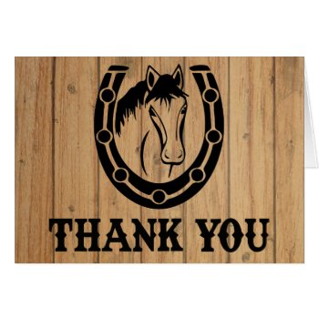 Western Thank You Horse Brown Wood Country Wedding by merrybrides at Zazzle