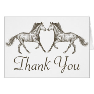Western Thank You Horse Horseshoe Country Wedding Cards