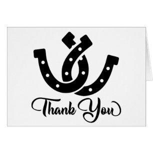Western Thank You Horseshoe Country Wedding Black Cards