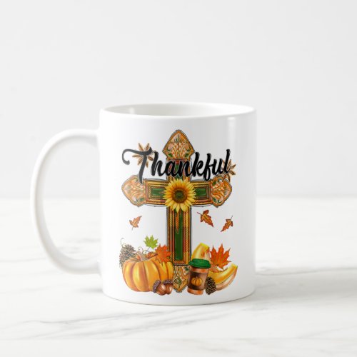 Western Thankful Jesus Faith Cross Christian Fall  Coffee Mug