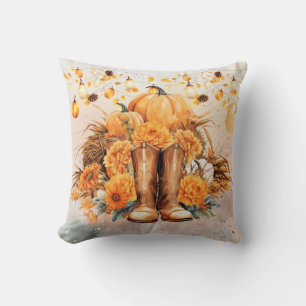 Western Thanksgiving Throw Pillow