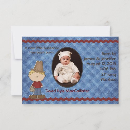 Western Theme Baby Boy Birth Announcement