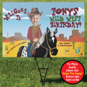 Western Theme Birthday Staked Yard Sign