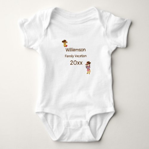 Western Theme Cowboy Family Vacation Personalized  Baby Bodysuit